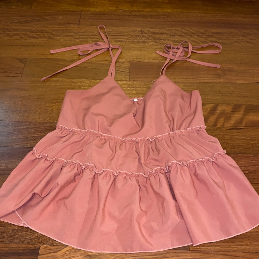 Pink Ruffle Top with Ties
